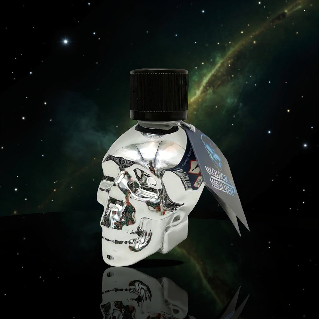QuickSilver Skull Glass Bottle